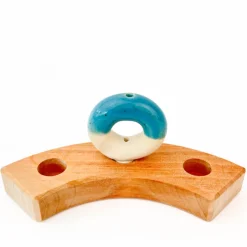 Klein dappertje Donut vaasje blauw steker