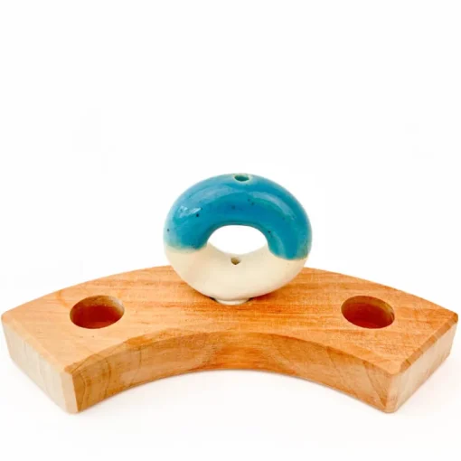 Klein dappertje Donut vaasje blauw steker